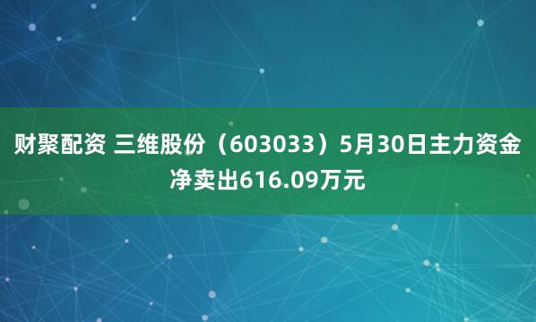 财聚配资 三维股份(603033)5月30日主力资金净卖出616.09万元