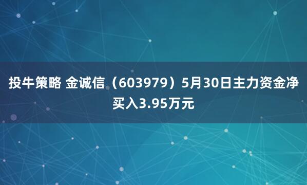 投牛策略 金诚信（603979）5月30日主力资金净买入3.95万元