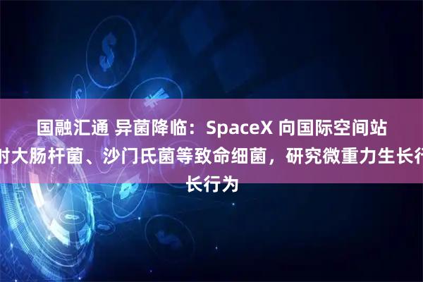 国融汇通 异菌降临：SpaceX 向国际空间站发射大肠杆菌、沙门氏菌等致命细菌，研究微重力生长行为